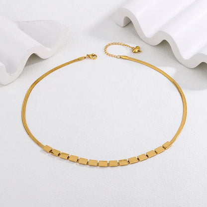 Wholesale Jewelry Simple Style Streetwear Commute Square Solid Color 304 Stainless Steel 18K Gold Plated Necklace