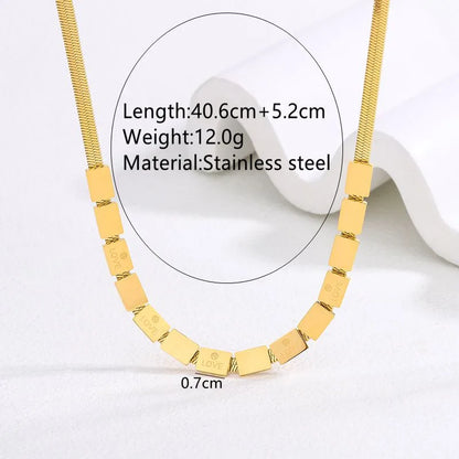 Wholesale Jewelry Simple Style Streetwear Commute Square Solid Color 304 Stainless Steel 18K Gold Plated Necklace