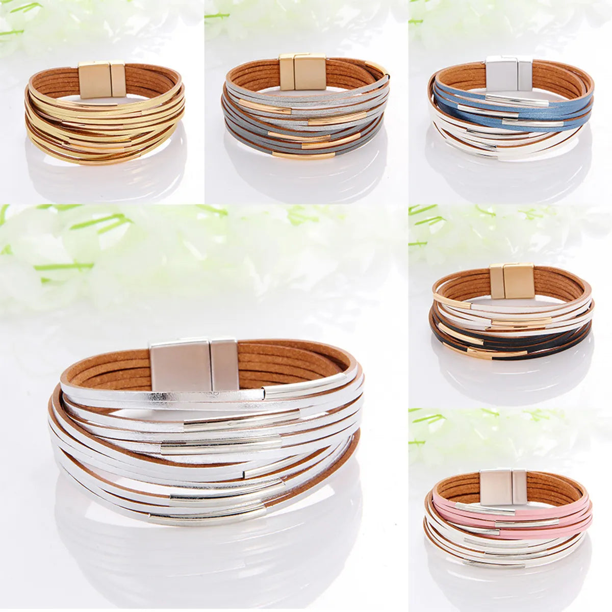 Wholesale Jewelry Simple Style Streetwear Geometric Pu Leather Bangle