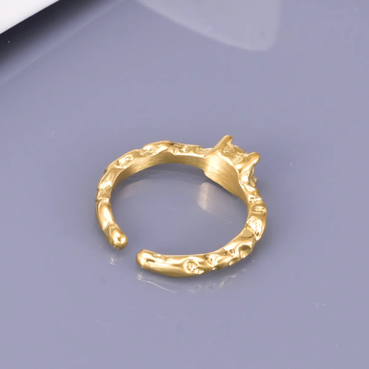 Wholesale Jewelry Simple Style Streetwear Solid Color 304 Stainless Steel Titanium Steel Rhinestones 18K Gold Plated Plating Inlay Open Rings