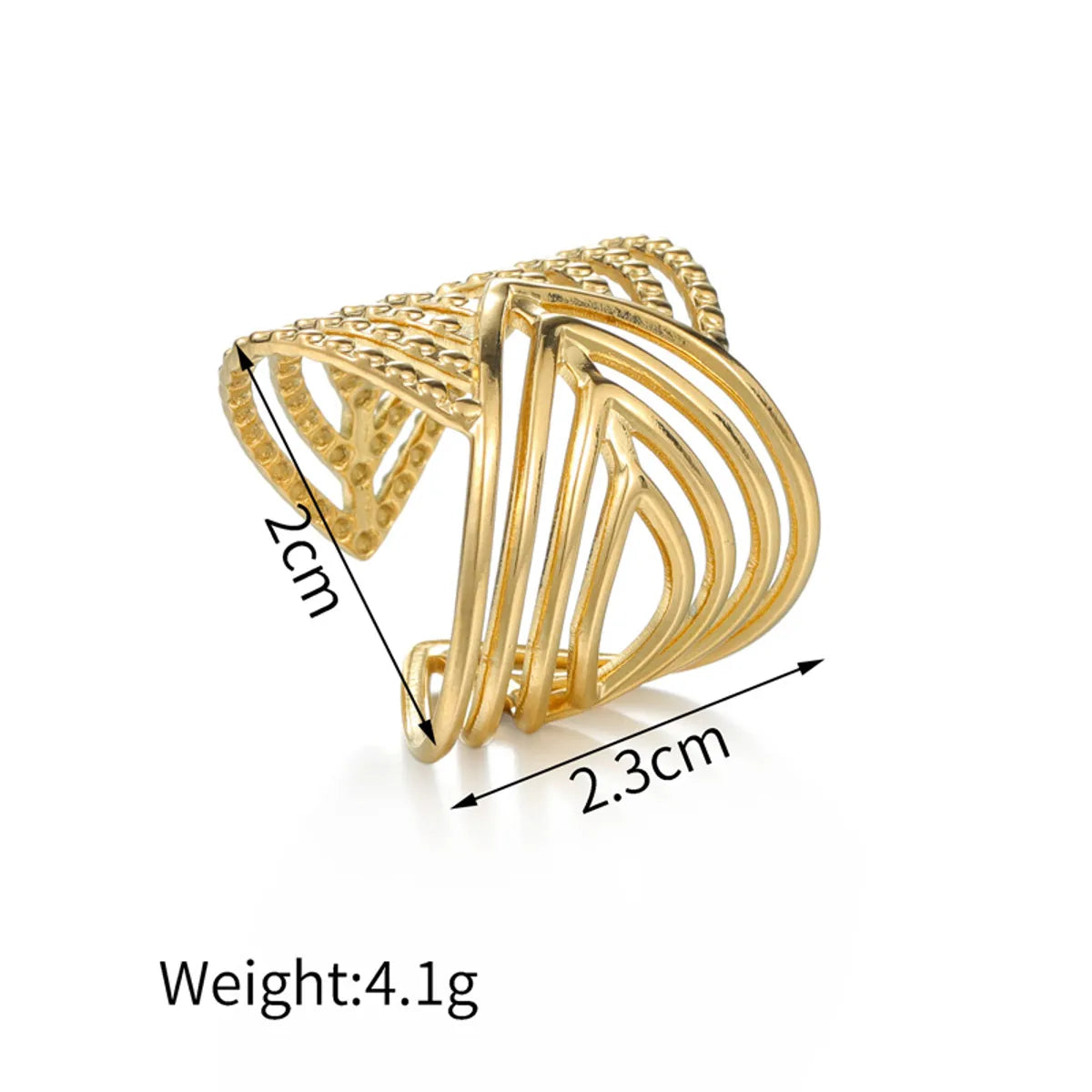 Wholesale Jewelry Simple Style Stripe 304 Stainless Steel 18K Gold Plated Hollow Out Rings