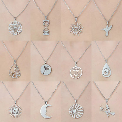 Wholesale Jewelry Simple Style Sun Spider 201 Stainless Steel Polishing Hollow Out Pendant Necklace