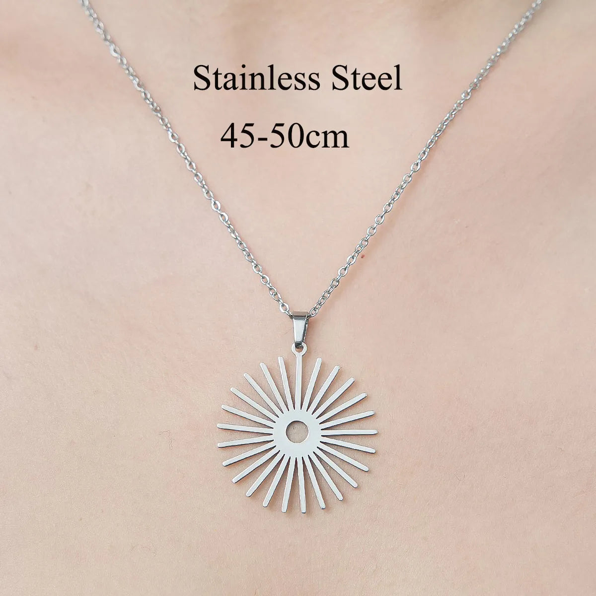 Wholesale Jewelry Simple Style Sun Spider 201 Stainless Steel Polishing Hollow Out Pendant Necklace