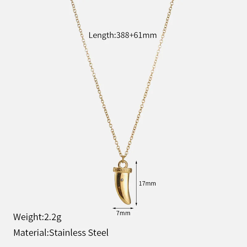 Wholesale Jewelry Simple Style Teeth 304 Stainless Steel Zircon 14K Gold Plated Inlay Pendant Necklace