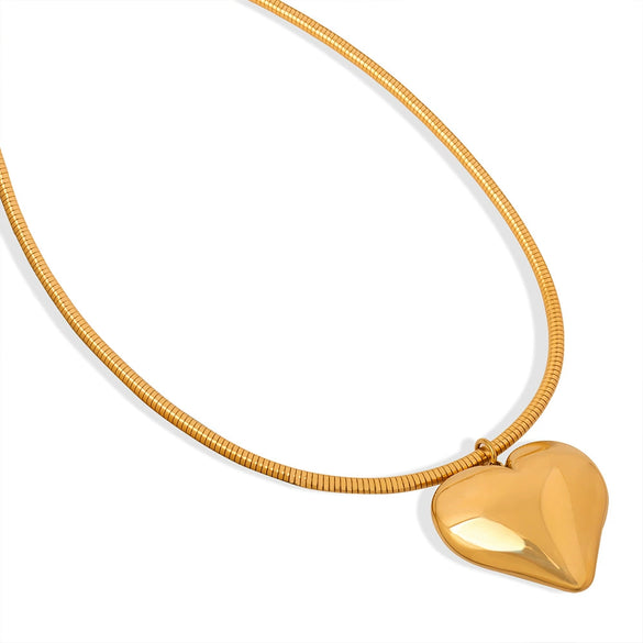 Wholesale Jewelry Simple Style 316L Stainless Steel Gold Plated Heart Pendant Necklace