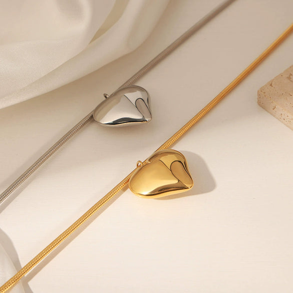 Wholesale Jewelry Simple Style 316L Stainless Steel Gold Plated Heart Pendant Necklace