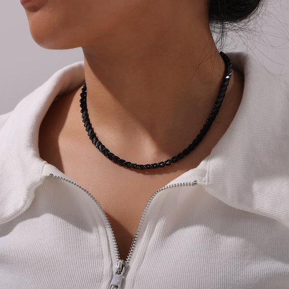 Wholesale Jewelry Simple Style 316L Stainless Steel Gold Plated Necklace Bracelet Set Unisex