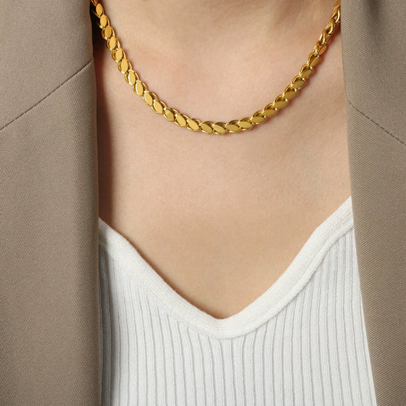 Wholesale Jewelry Simple Style 316L Stainless Steel Gold Plated Necklace Bracelet Set Unisex