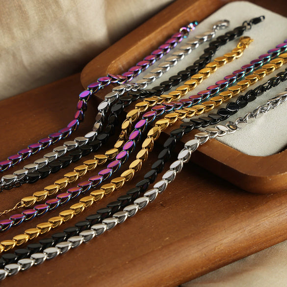 Wholesale Jewelry Simple Style 316L Stainless Steel Gold Plated Necklace Bracelet Set Unisex