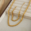 Wholesale Jewelry Simple Style 316L Stainless Steel Gold Plated Necklace Bracelet Set Unisex