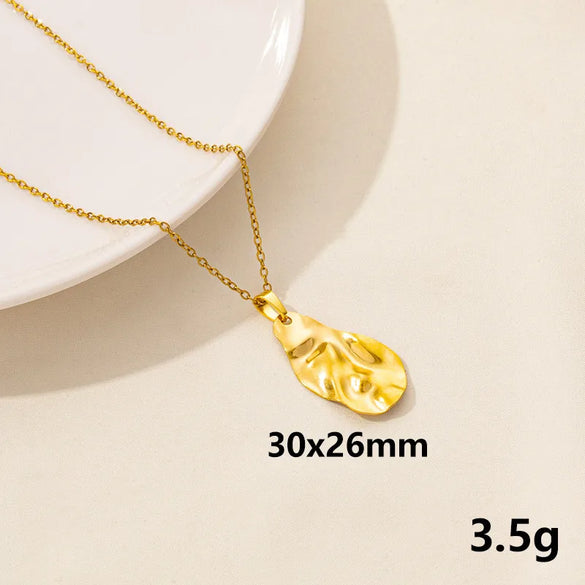 Wholesale Jewelry Simple Style Triangle Round Oval 304 Stainless Steel Chain Pendant Necklace