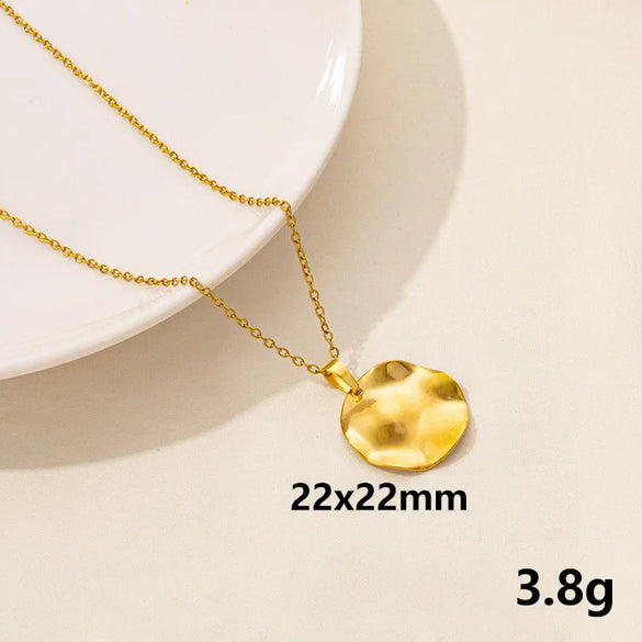 Wholesale Jewelry Simple Style Triangle Round Oval 304 Stainless Steel Chain Pendant Necklace