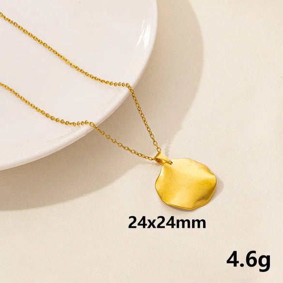Wholesale Jewelry Simple Style Triangle Round Oval 304 Stainless Steel Chain Pendant Necklace