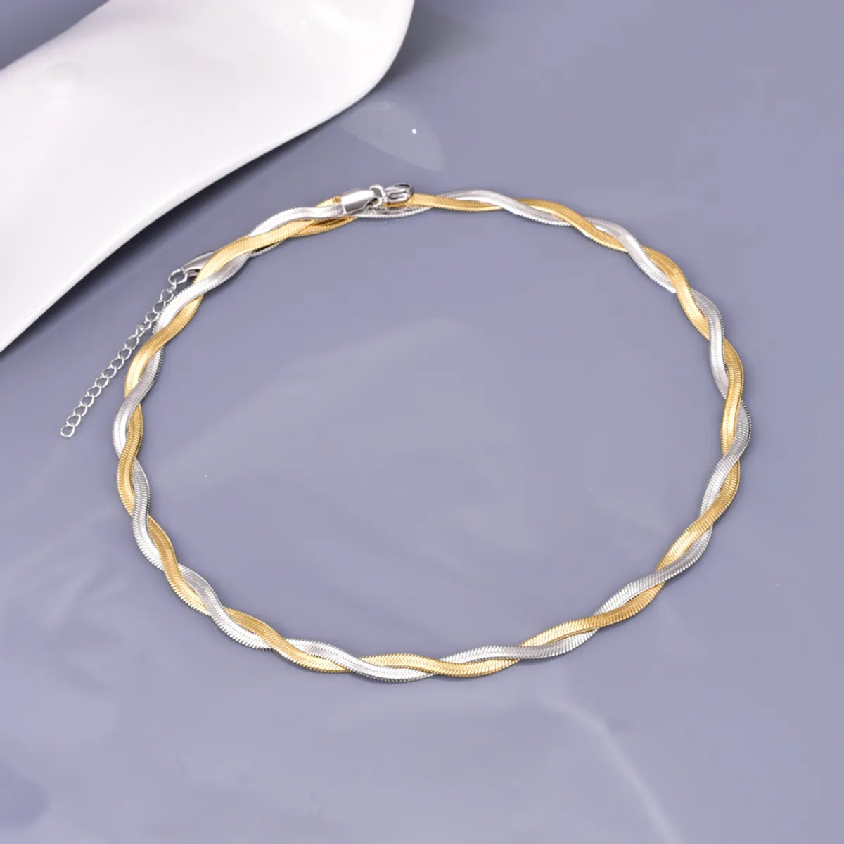 Wholesale Jewelry Simple Style Twist 304 Stainless Steel Titanium Steel 18K Gold Plated Plating Necklace