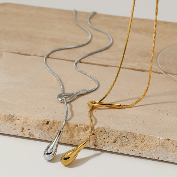 Wholesale Jewelry Simple Style Water Droplets 304 Stainless Steel 16K Gold Plated White Gold Plated Gold Plated Pendant Necklace