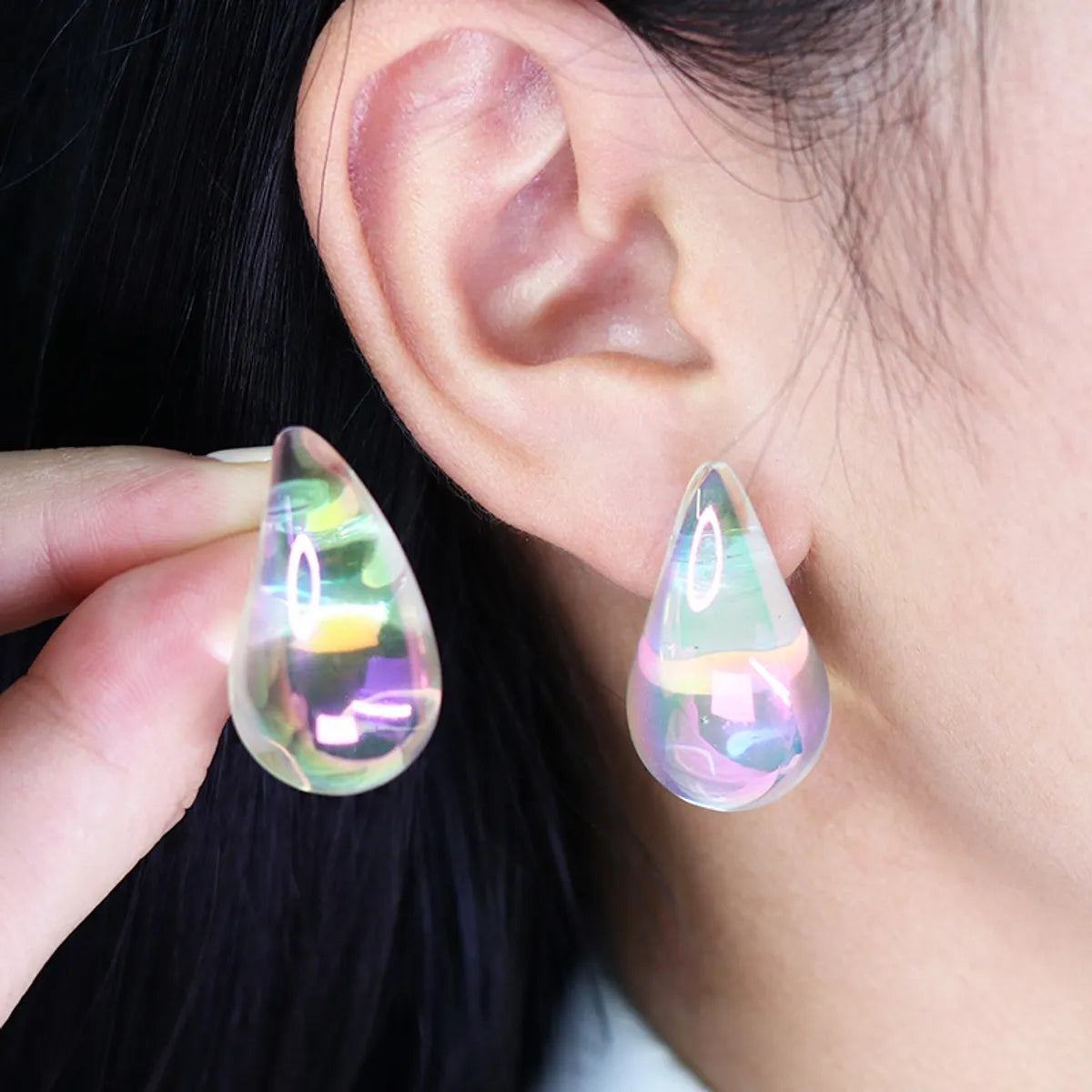 1 Pair Simple Style Water Droplets Plating Arylic Ear Studs