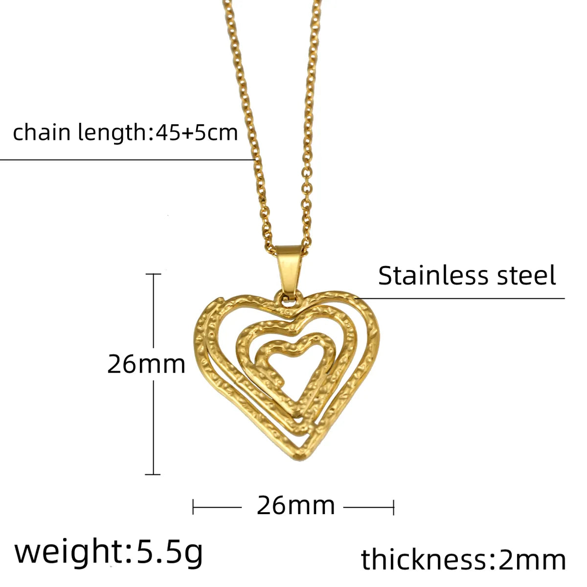 Wholesale Jewelry Simple Style Water Droplets Heart Shape 304 Stainless Steel 18K Gold Plated Pendant Necklace