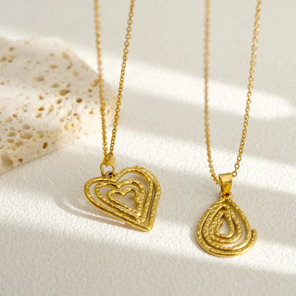 Wholesale Jewelry Simple Style Water Droplets Heart Shape 304 Stainless Steel 18K Gold Plated Pendant Necklace