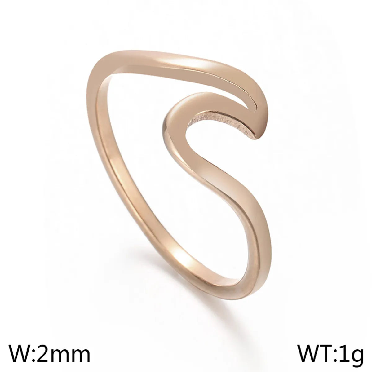 Wholesale Jewelry Simple Style Waves 304 Stainless Steel 18K Gold Plated Plating Rings