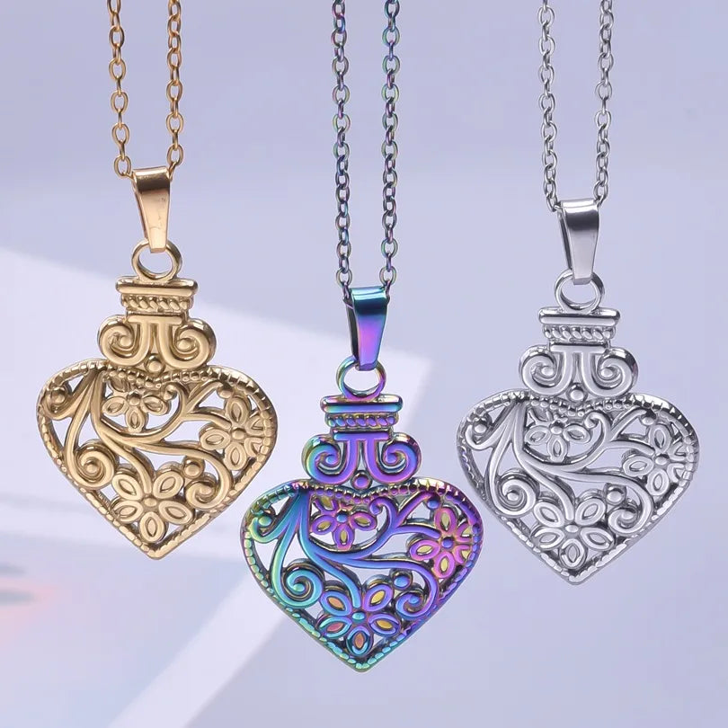 Wholesale Jewelry Simple Style Waves Heart Shape 304 Stainless Steel Pendant Necklace