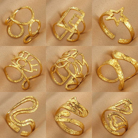 Wholesale Jewelry Simple Titanium Steel Asymmetrical Geometric Ring 18K Goldplated