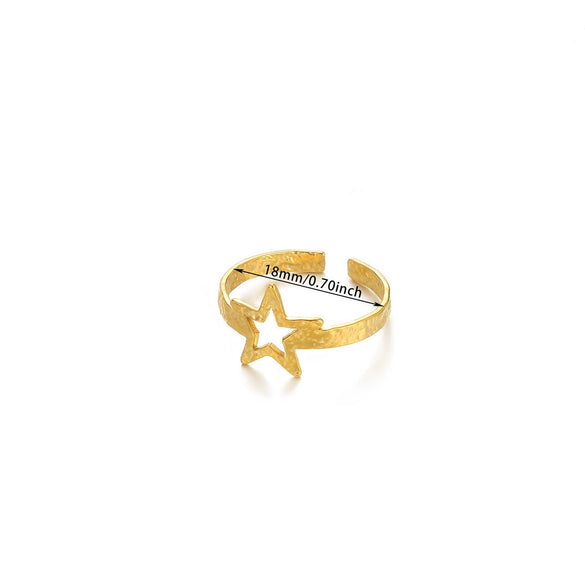 Wholesale Jewelry Simple Titanium Steel Asymmetrical Geometric Ring 18K Goldplated