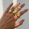 Wholesale Jewelry Simple Zinc Alloy Geometric Women's Joint Ring Electroplated
