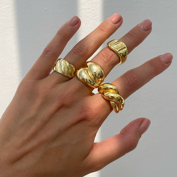 Wholesale Jewelry Simple Zinc Alloy Geometric Women's Joint Ring Electroplated