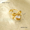 Wholesale Jewelry Simple Zircon Titanium Steel Ring Electroplating Water Drop Heart Open Ring Light Luxury Style