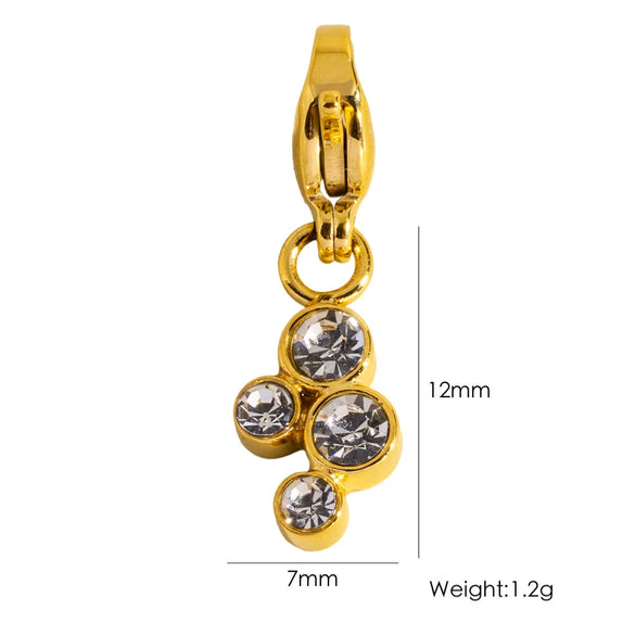 Wholesale Jewelry Small Flower Hanging Lobster Buckle Pendant Stainless Steel Dripping Oil Rhinestones Vacuum In Furnace