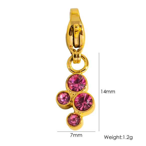 Wholesale Jewelry Small Flower Hanging Lobster Buckle Pendant Stainless Steel Dripping Oil Rhinestones Vacuum In Furnace