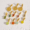 Wholesale Jewelry Small Flower Hanging Lobster Buckle Pendant Stainless Steel Dripping Oil Rhinestones Vacuum In Furnace