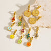 Wholesale Jewelry Small Flower Hanging Lobster Buckle Pendant Stainless Steel Dripping Oil Rhinestones Vacuum In Furnace