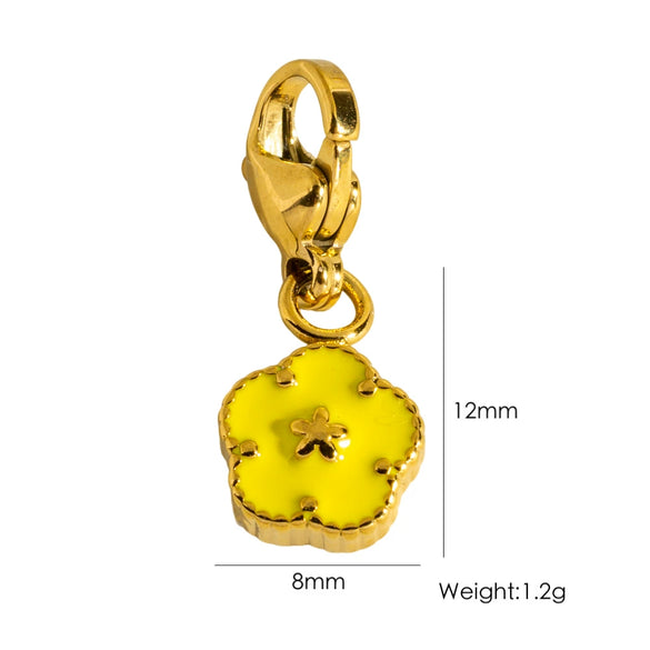 Wholesale Jewelry Small Flower Hanging Lobster Buckle Pendant Stainless Steel Dripping Oil Rhinestones Vacuum In Furnace
