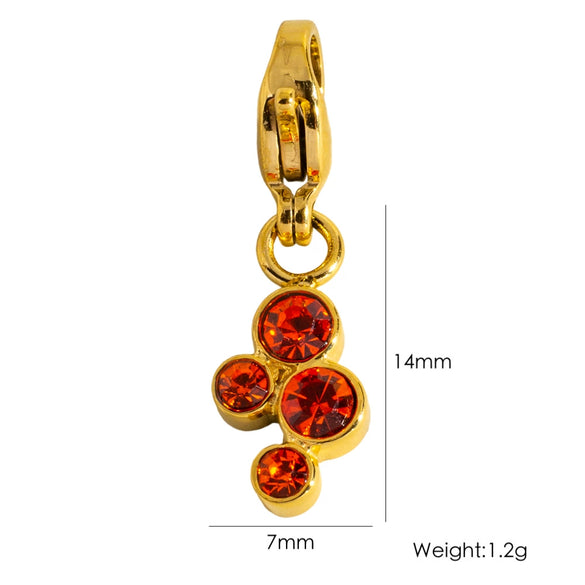 Wholesale Jewelry Small Flower Hanging Lobster Buckle Pendant Stainless Steel Dripping Oil Rhinestones Vacuum In Furnace