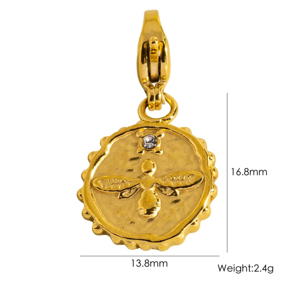 Wholesale Jewelry Small Flower Hanging Lobster Buckle Pendant Stainless Steel Dripping Oil Rhinestones Vacuum In Furnace