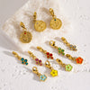Wholesale Jewelry Small Flower Hanging Lobster Buckle Pendant Stainless Steel Dripping Oil Rhinestones Vacuum In Furnace