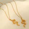 Wholesale Jewelry Snake Pendant Necklace 316L Stainless Steel Gold Plated Electroplated Fashion Animal Style