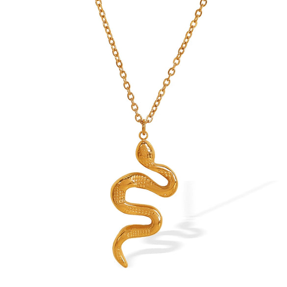 Wholesale Jewelry Snake Pendant Necklace 316L Stainless Steel Gold Plated Electroplated Fashion Animal Style