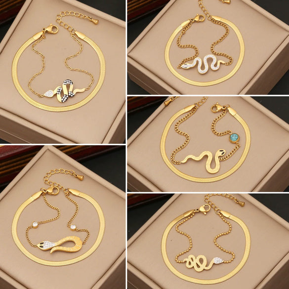 Wholesale Jewelry Snake Style Stainless Steel Bracelet With Electroplating