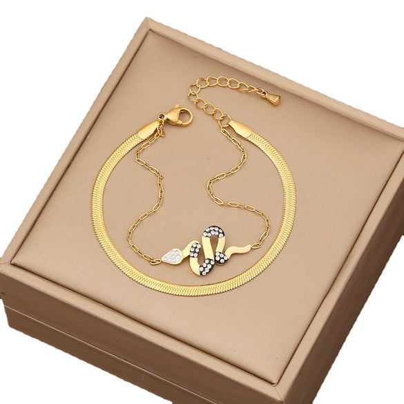 Wholesale Jewelry Snake Style Stainless Steel Bracelet With Electroplating