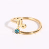 Wholesale Jewelry Solid Color Constellation 304 Stainless Steel Zircon 18K Gold Plated Asymmetrical Inlay Open Rings