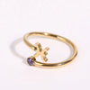 Wholesale Jewelry Solid Color Constellation 304 Stainless Steel Zircon 18K Gold Plated Asymmetrical Inlay Open Rings