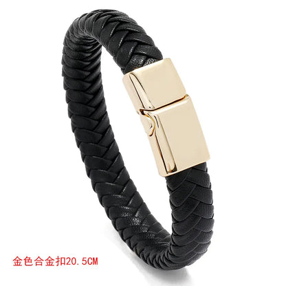 Wholesale Jewelry Solid Color Woven Magnet Buckle Leather Bracelet Nihaojewelry