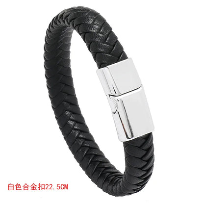 Wholesale Jewelry Solid Color Woven Magnet Buckle Leather Bracelet Nihaojewelry