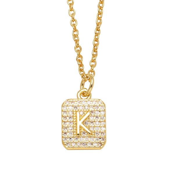 Wholesale Jewelry Square Copper Necklace With Letters Numbers Text Electroplating
