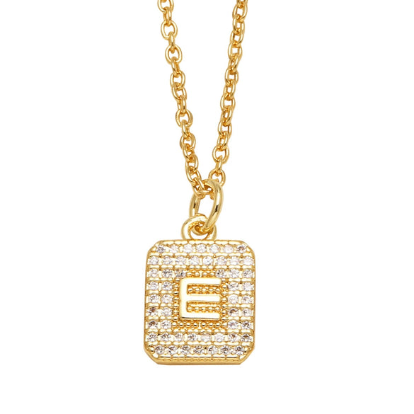 Wholesale Jewelry Square Copper Necklace With Letters Numbers Text Electroplating