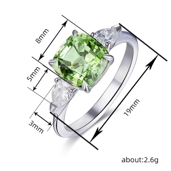 Wholesale Jewelry Square Copper Ring With Zircon Inlay Geometric Light Luxury Style For Women