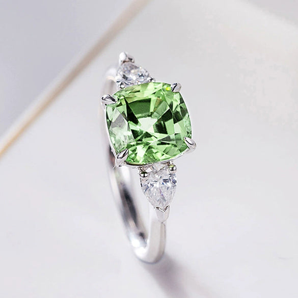 Wholesale Jewelry Square Copper Ring With Zircon Inlay Geometric Light Luxury Style For Women