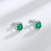 Wholesale Jewelry Square Cultivating Emerald Earrings 925 Silver Gold Plated Inlay Geometric Style